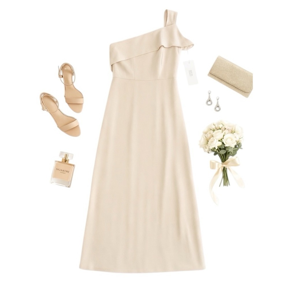 Hayley Paige Occasions One Shoulder Bridesmaid Gown Cashmere Size 22 NWT Maxi